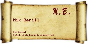 Mik Berill névjegykártya